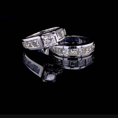 Delightful 5.70CT Princess Cut Diamond Bridal Set in 14KT White Gold