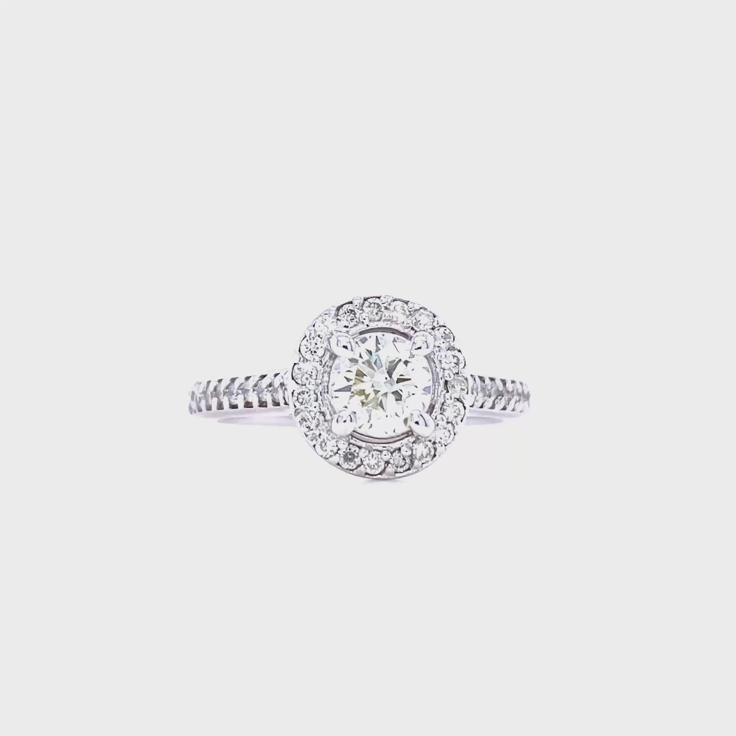 Low-Cost 0.90 CT Round Cut Diamond Engagement Ring in 14 KT White Gold