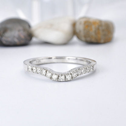 Affordable 0.30CT Round Cut Diamond Wedding Ring in 14KT White Gold - Primestyle.com