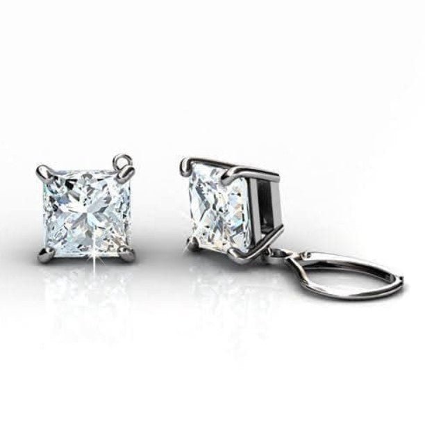 Affordable 0.50CT Princess Cut Diamond Stud Earrings in 18KT White Gold - Primestyle.com