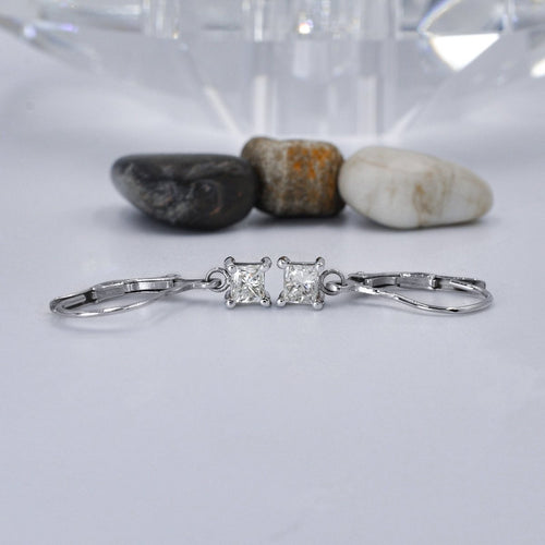 Affordable 0.50CT Princess Cut Diamond Stud Earrings in 18KT White Gold - Primestyle.com