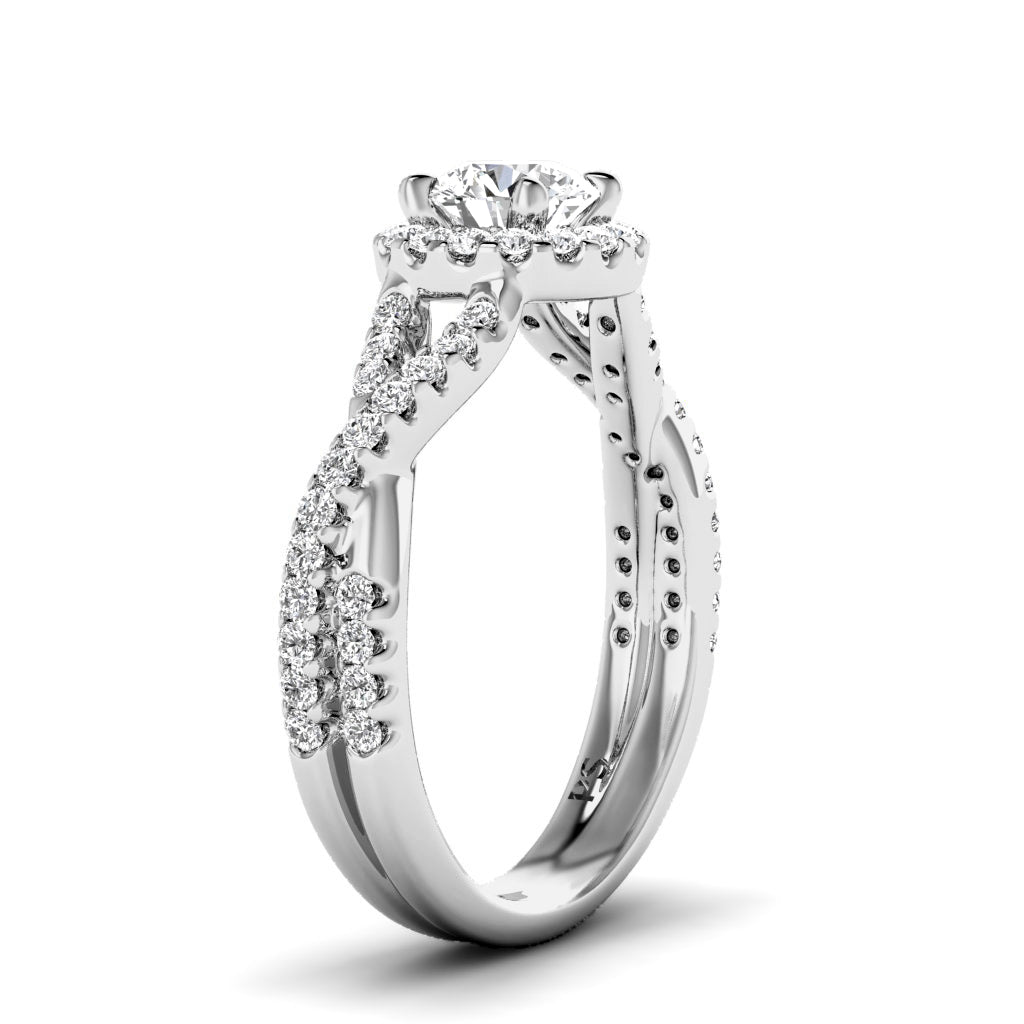 Affordable 1.00 CT Round cut Diamond Engagement Ring in 14KT White Gold - Primestyle.com