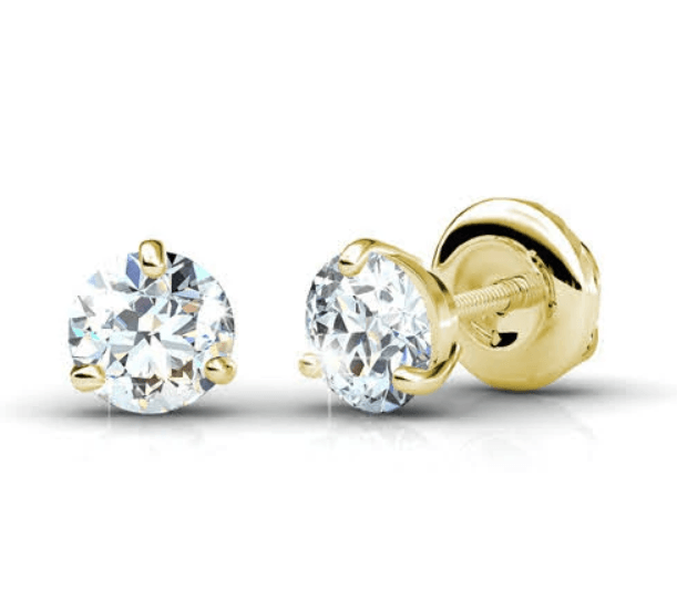 Affordable 1.00CT Round Cut Diamond Stud Earrings in 14KT Yellow Gold - Primestyle.com