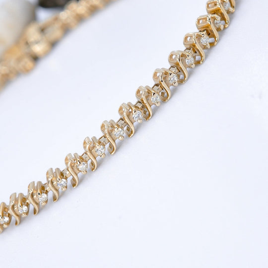 Affordable 1.00CT Round cut Diamond Tennis Bracelet in 14KT Yellow Gold
