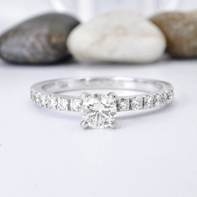 Affordable 1.20CT Round cut Engagement Ring in 14KT White Gold
