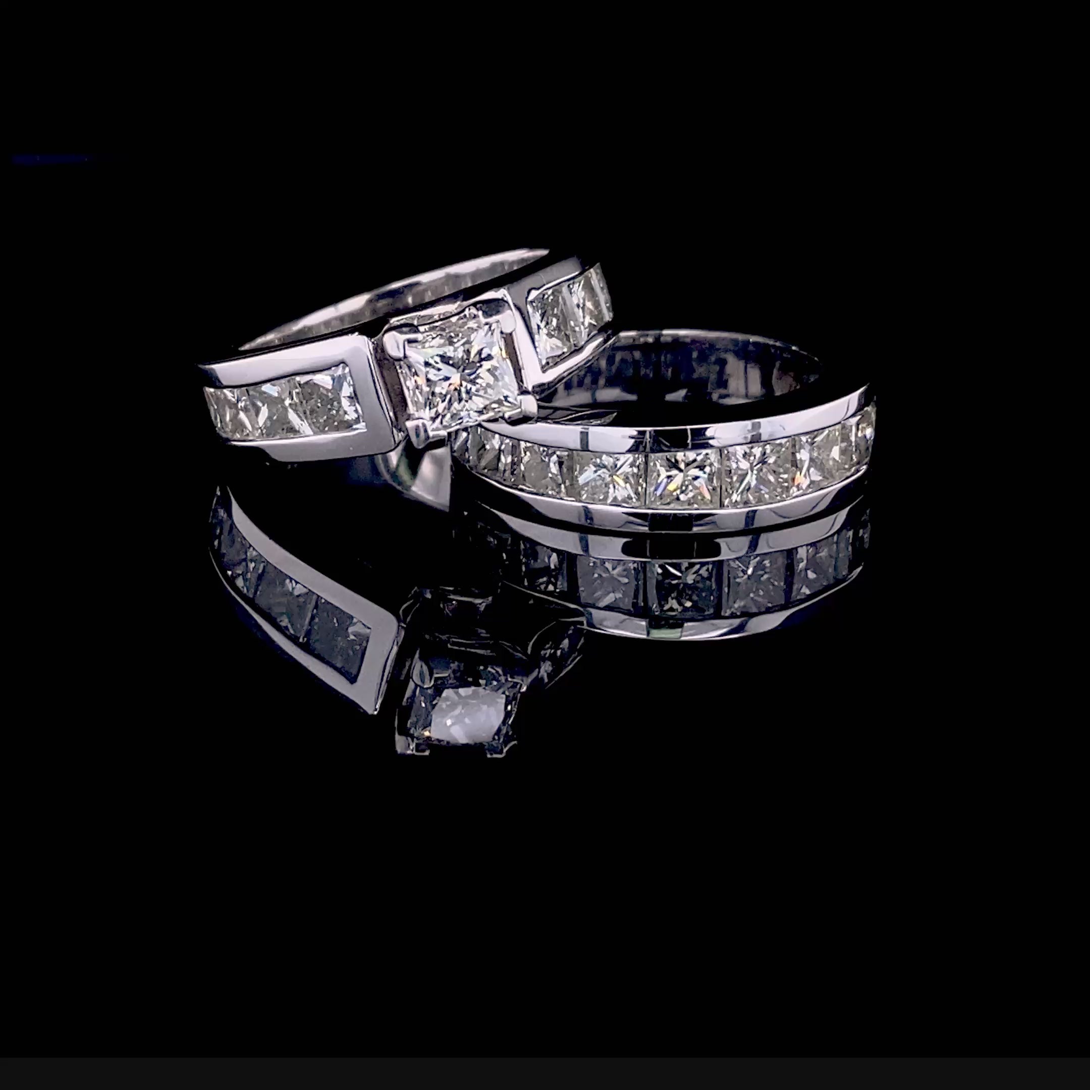 Radiant 5.70CT Princess Cut Diamond Bridal Set in 14KT White Gold