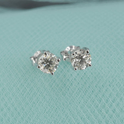 Bargain 0.50 CT Round Cut Diamond Stud Earrings in 14KT White Gold - Primestyle.com
