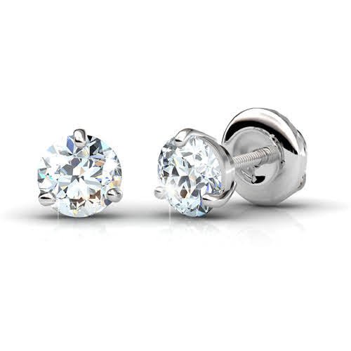 Bargain 1.00CT Round Cut Diamond Stud Earrings in 14KT White Gold - Primestyle.com