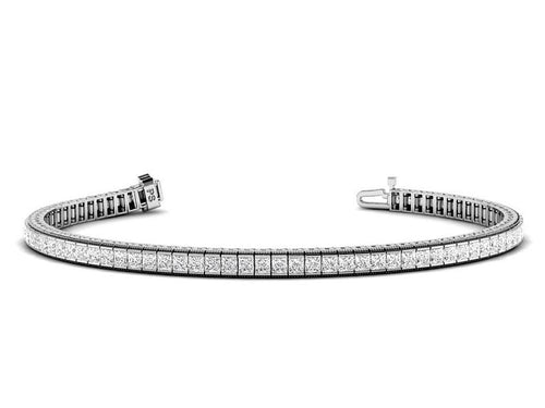 Bargain 5.50CT Princess cut Diamond Tennis Bracelet in 18KT White Gold - Primestyle.com