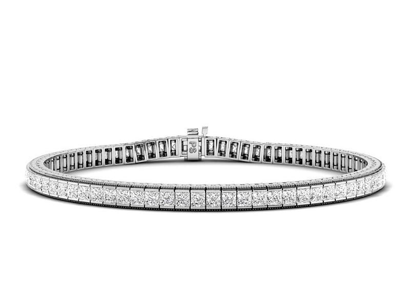 Bargain 5.50CT Princess cut Diamond Tennis Bracelet in 18KT White Gold - Primestyle.com