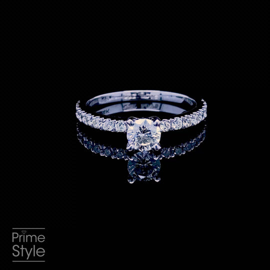 Affordable 1.20CT Round cut Engagement Ring in 14KT White Gold