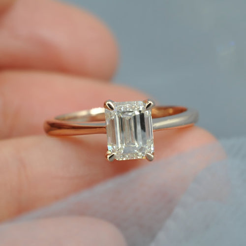 Breathtaking 1.52CT Emerald Cut Diamond Solitaire Ring in 14KT Rose Gold - Primestyle.com