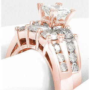 Breathtaking 2.15CT Princess and Round Cut Diamond Bridal Set in 14KT Rose Gold - Primestyle.com