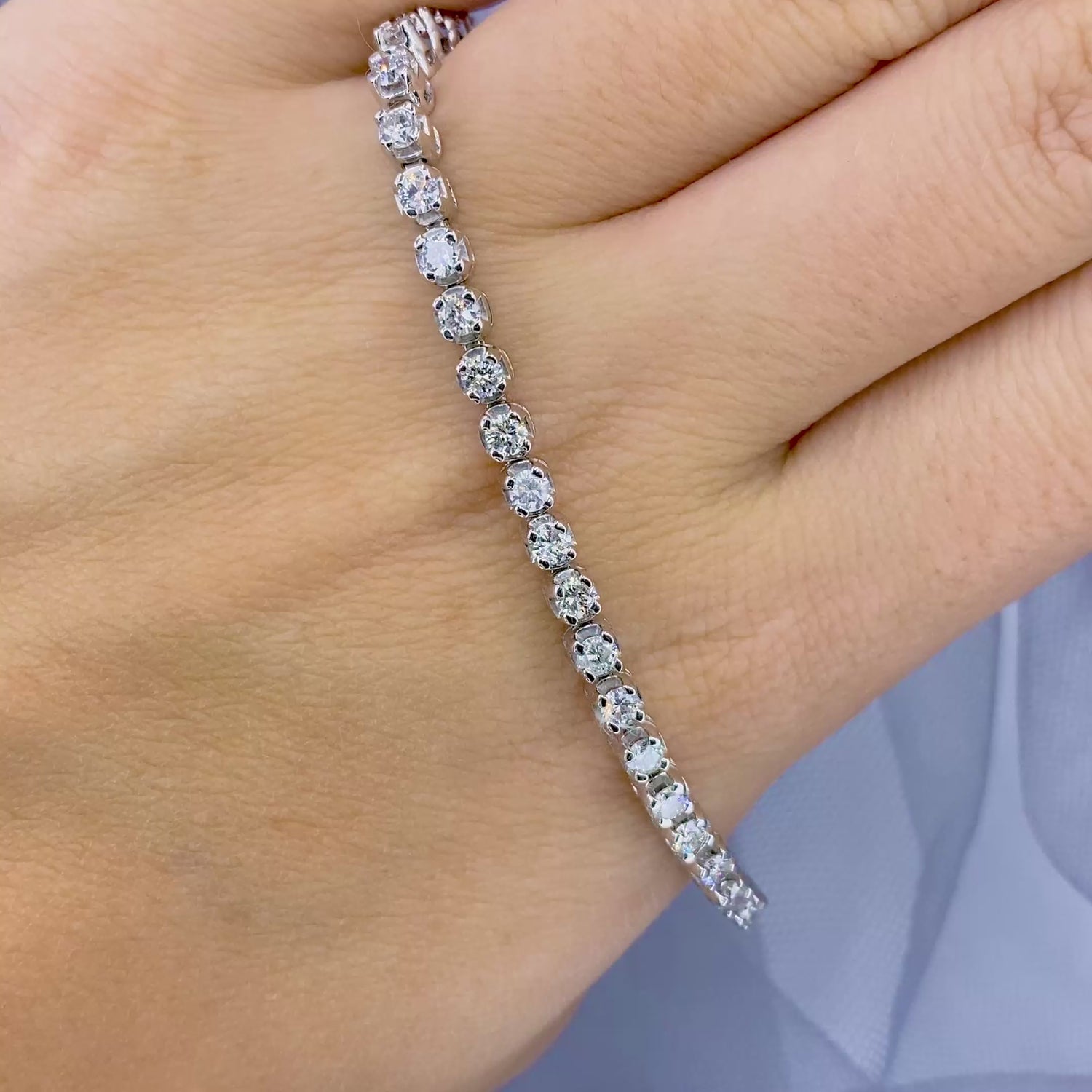 Certified 6.00CT Round Cut Diamond Tennis Bracelet in 14KT White Gold