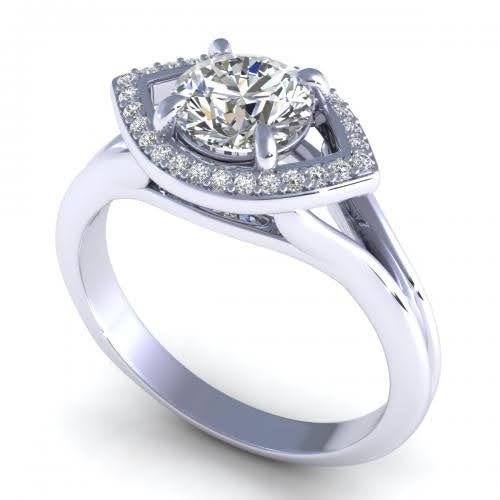 Certified 1.10 CT Round Cut Diamond Engagement Ring 18 KT White Gold - Primestyle.com