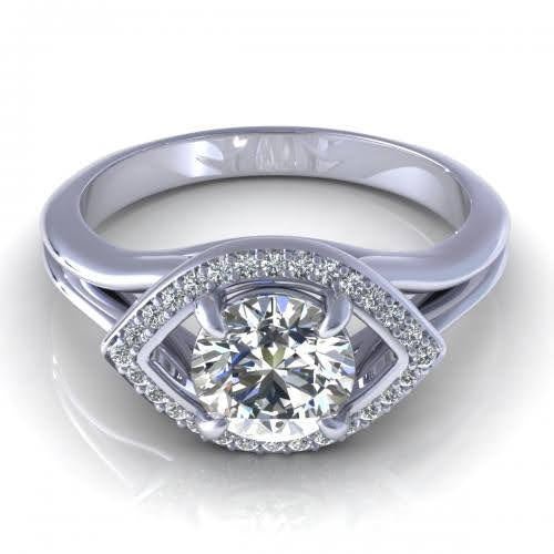 Certified 1.10 CT Round Cut Diamond Engagement Ring 18 KT White Gold - Primestyle.com