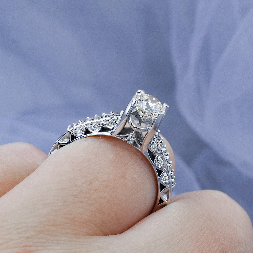 Certified 1.25CT Round Cut Diamond Engagement Ring in 14KT White Gold - Primestyle.com