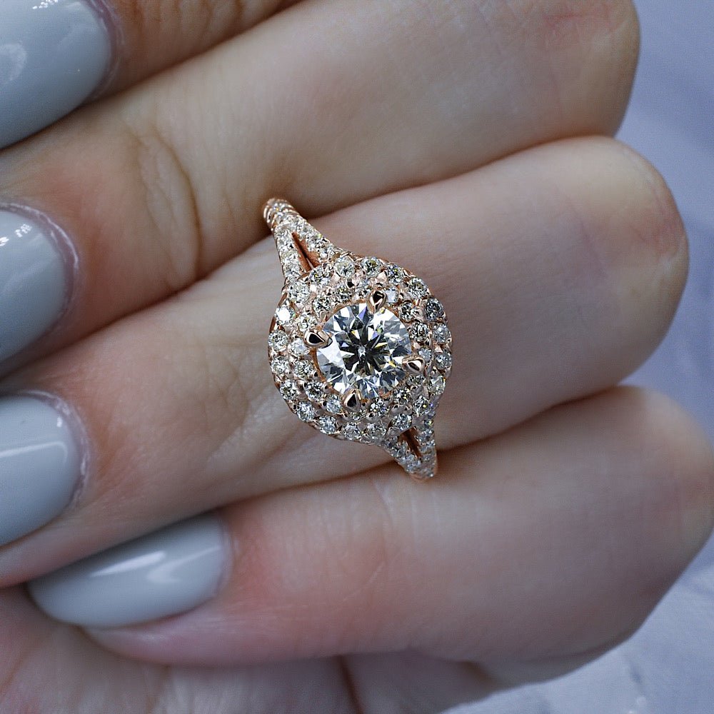 Certified 1.30CT Round Cut Diamond Engagement Ring in 14kt Rose Gold - Primestyle.com