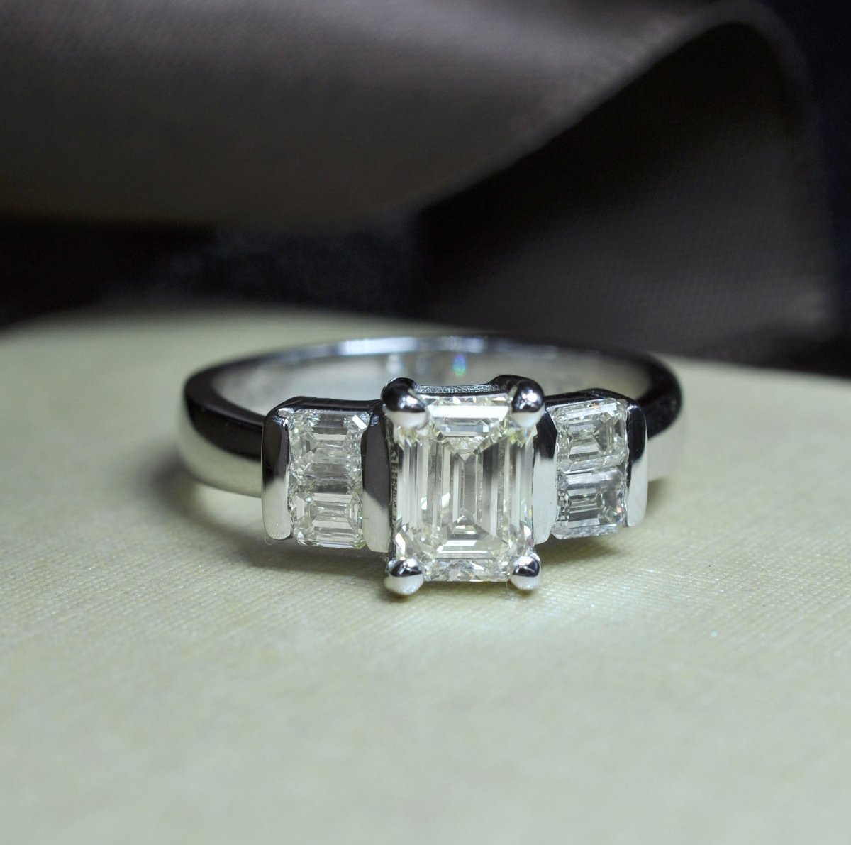 Certified 1.60CT Emerald Cut Diamond Engagement Ring in Platinum - Primestyle.com