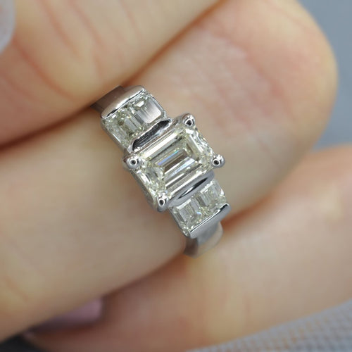 Certified 1.60CT Emerald Cut Diamond Engagement Ring in Platinum - Primestyle.com