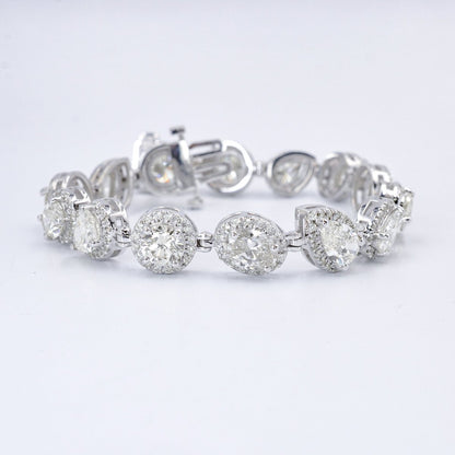 Certified 17.30CT Round, Pear, and Oval cut Diamond Bracelet in 18KT White Gold - Primestyle.com