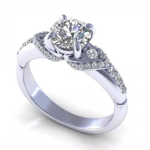 Certified 1.80CT Round Cut Diamond Engagement Ring in 18KT White Gold - Primestyle.com