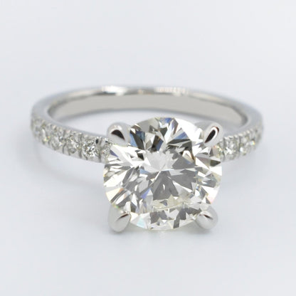 Certified 3.30 CT Round Cut Diamond Engagement Ring in Platinum - Primestyle.com
