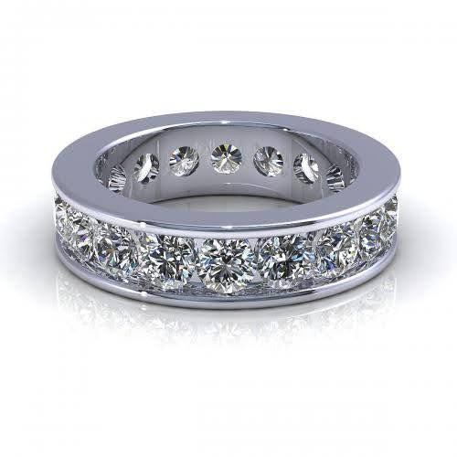 Certified 4.00 CT Round Cut Diamond Eternity Ring in 18KT White Gold - Primestyle.com
