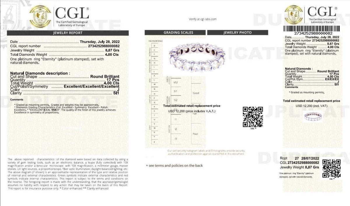 Certified 4.00 CT Round Cut Diamond Eternity Ring in Platinum - Primestyle.com