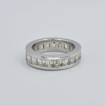 Certified 4.00CT Emerald Cut Diamond Eternity Ring in Platinum - Primestyle.com
