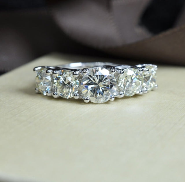 Certified 4.25CT Round Cut Engagement Ring in 14KT White Gold