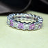 Certified 4.70CT Princess Cut Pink Sapphires & Diamond Eternity Ring in 14KT White Gold - Primestyle.com