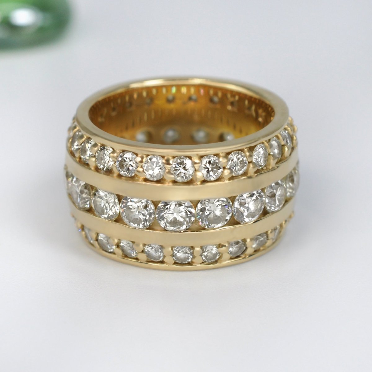 Certified 6.00 CT Round Cut Diamond Eternity Ring in 14KT Yellow Gold - Primestyle.com