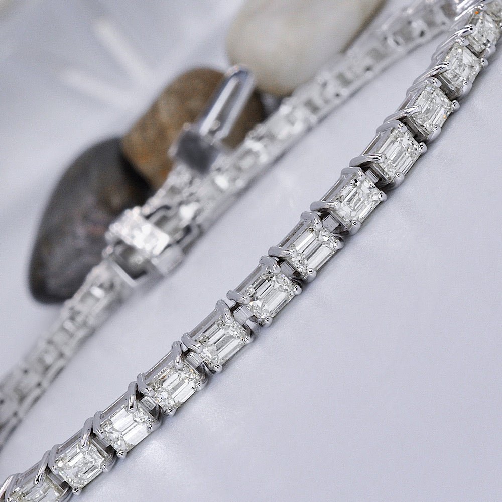 Certified 6.50CT Emerald Cut Diamond Tennis Bracelet in 18KT White Gold - Primestyle.com