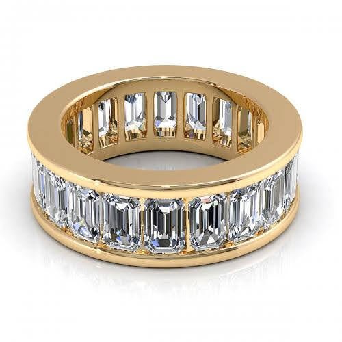 Certified 7.00CT Emerald Cut Diamond Eternity Ring in 14KT Yellow Gold - Primestyle.com
