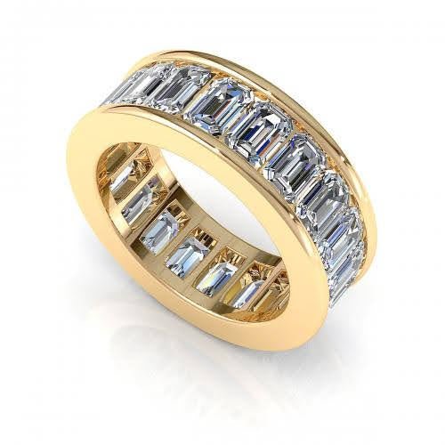 Certified 7.00CT Emerald Cut Diamond Eternity Ring in 14KT Yellow Gold - Primestyle.com