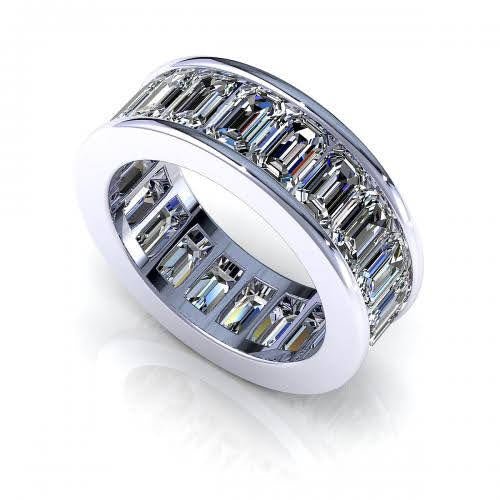 Certified 7.00CT Emerald Cut Diamond Eternity Ring in Platinum - Primestyle.com
