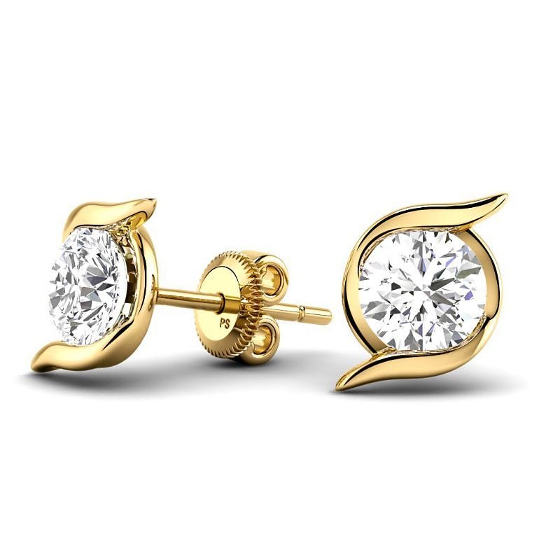 Channel Set 0.60-5.00 CT Round Cut Lab Grown Diamonds - Stud Earrings - Primestyle.com