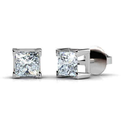 Chic 1.00CT Round Cut Diamond Stud Earrings in 14KT White Gold - Primestyle.com