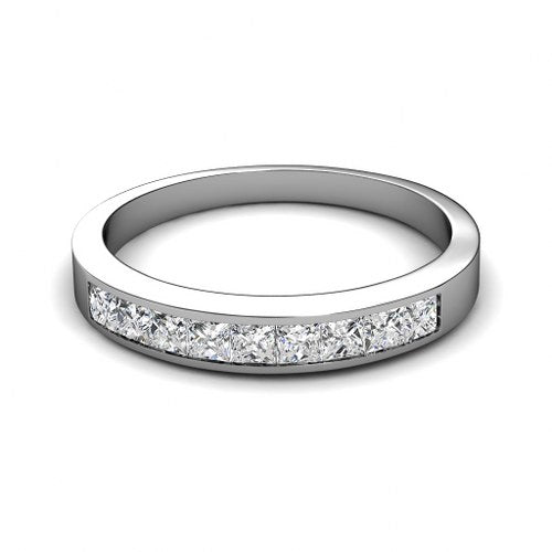 Chosen 0.65 CT Princess Cut Diamond Wedding Band in 14KT White Gold - Primestyle.com