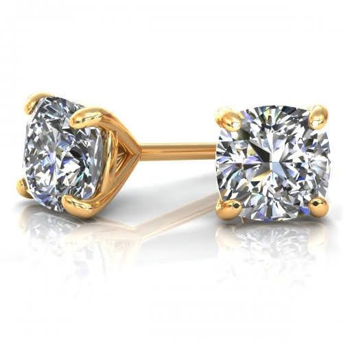 Classy 0.80CT Round Cut Diamond Stud Earrings in 14KT Yellow Gold - Primestyle.com