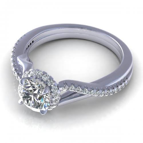 Classy 1.05 CT Round Cut Diamond Engagement Ring in Platinum - Primestyle.com