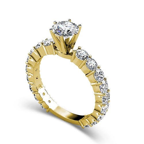 Classy 3.40 CT Round Cut Diamond Engagement Ring in 14KT Yellow Gold - Primestyle.com