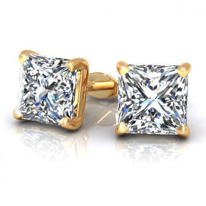 Cost-Effective 0.25CT Round Cut Diamond Stud Earrings in 14KT Yellow Gold - Primestyle.com