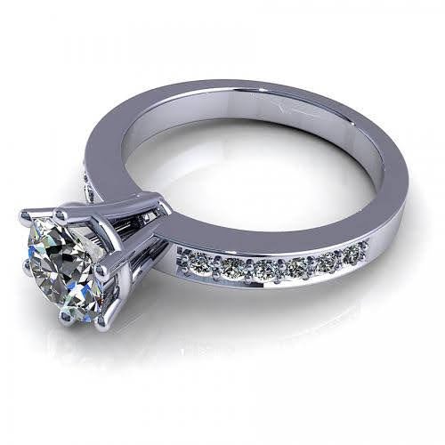 Cost-Effective 0.70 CT Round Cut Diamond Engagement Ring in 14 KT White Gold - Primestyle.com