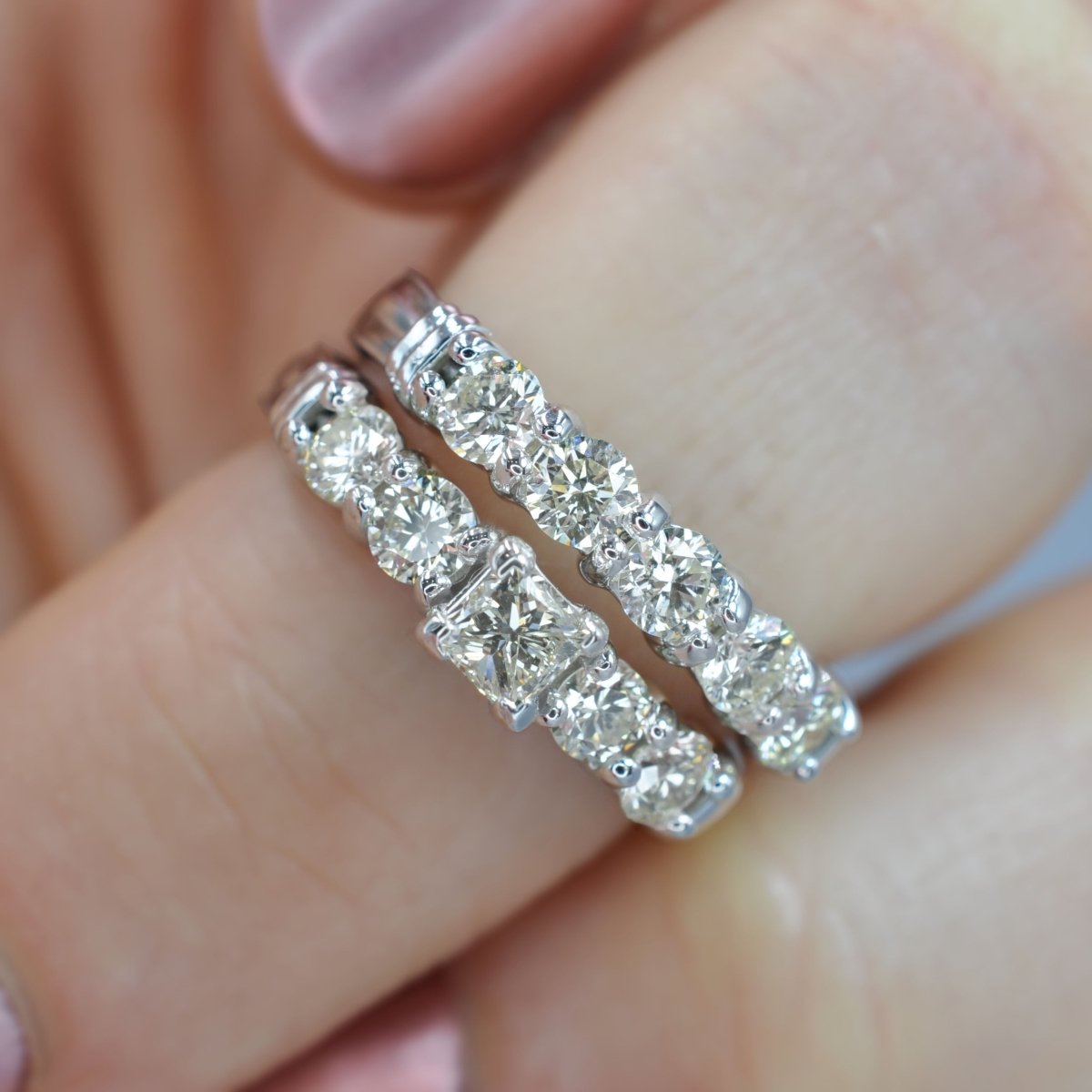 Cost-Effective 1.55CT Princess and Round Cut Diamond Bridal Set in 14KT White Gold - Primestyle.com