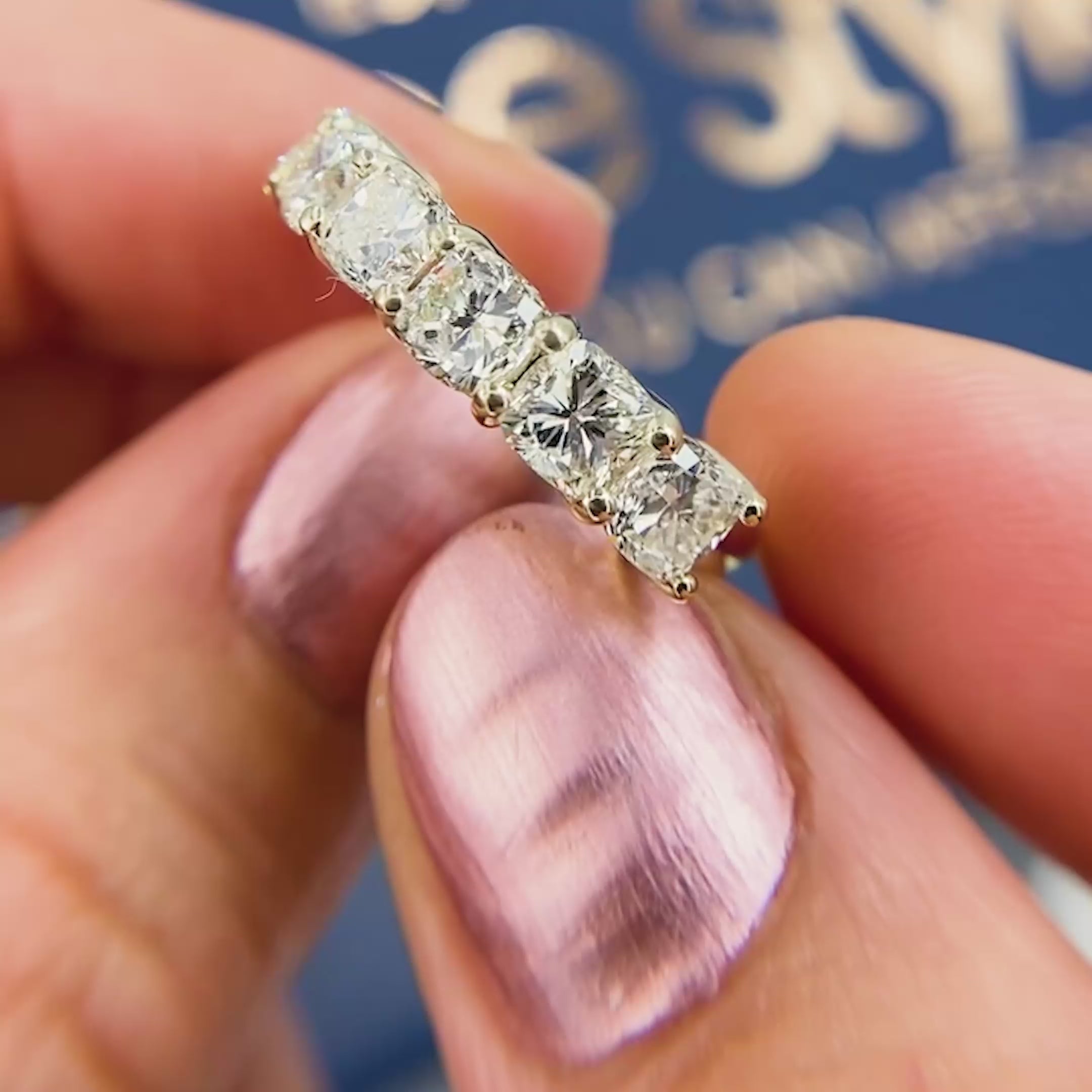 Stunning 3.75CT Cushion Cut Diamond Wedding Ring in 18KT Yellow Gold