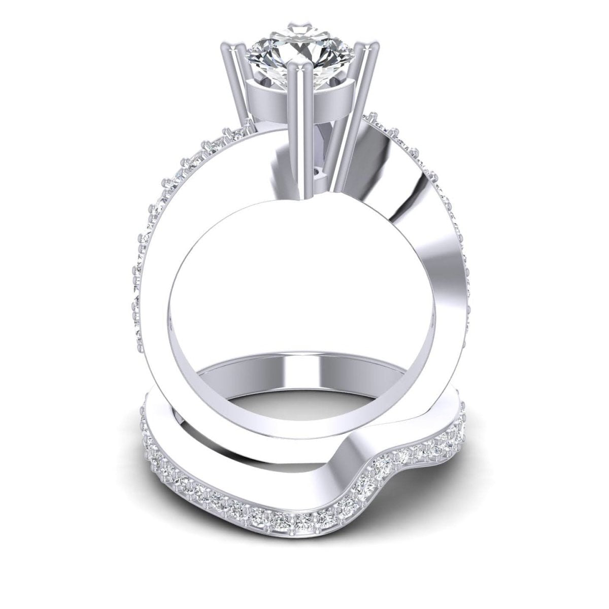 Delightful 1.05 CT Round Cut Diamond Bridal Set in 14KT White Gold - Primestyle.com