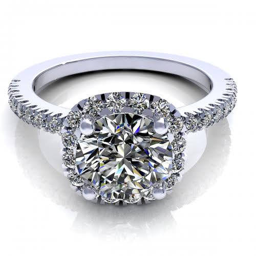 Distinctive 1.40 CT Round Cut Diamond Engagement Ring in 14 KT White Gold - Primestyle.com