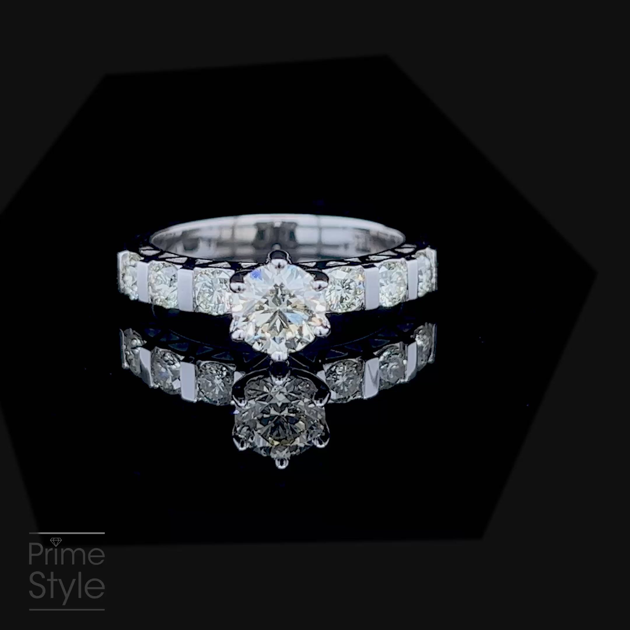 Radiant 1.40 CT Round Cut Diamond Engagement Rings in 14KT White Gold